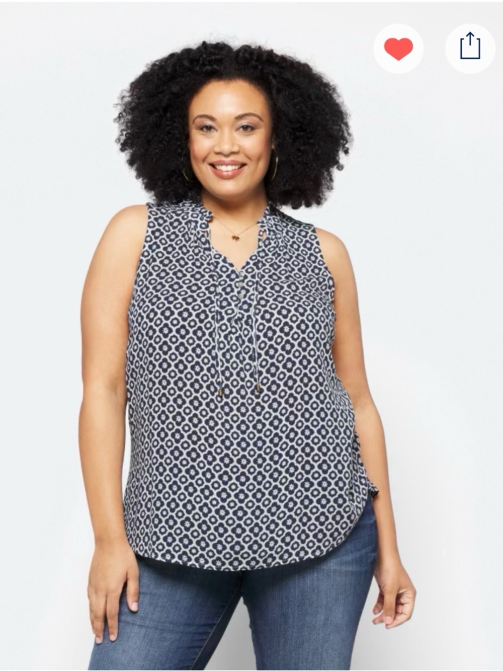 Market & Spruce Navy Geo-Print Sleeveless V-Neck Camisole
